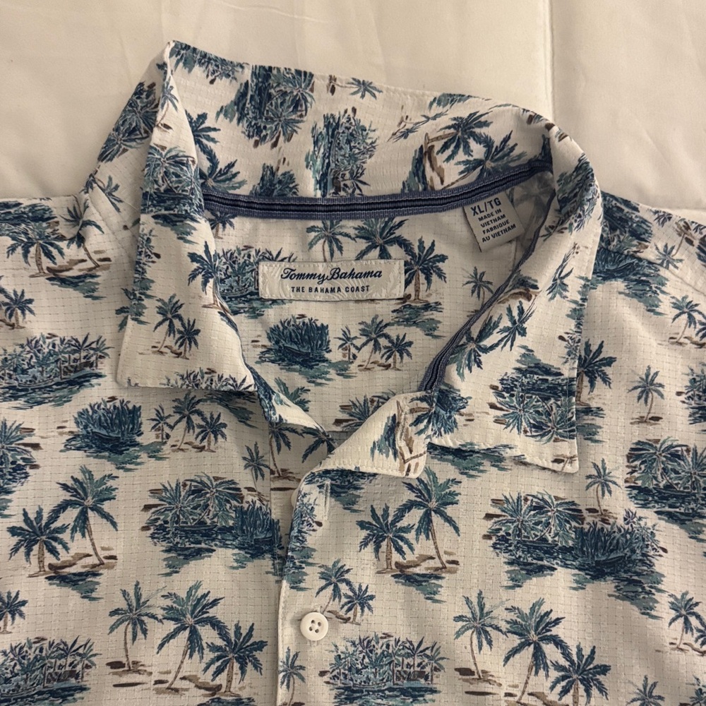 Tommy Bahama White and Blue Tropical Men's Shirt